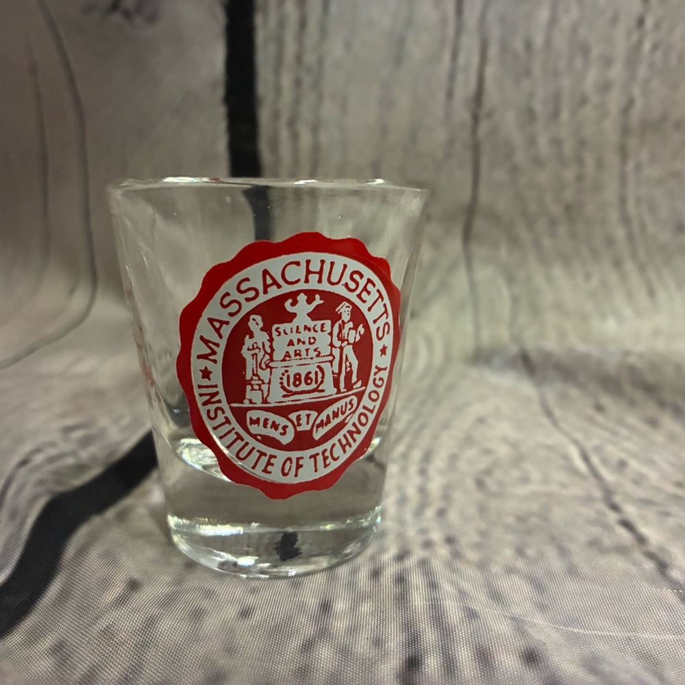 Vintage MIT Massachusetts Institute of Technology Shot Glass Red Seal Logo GUC